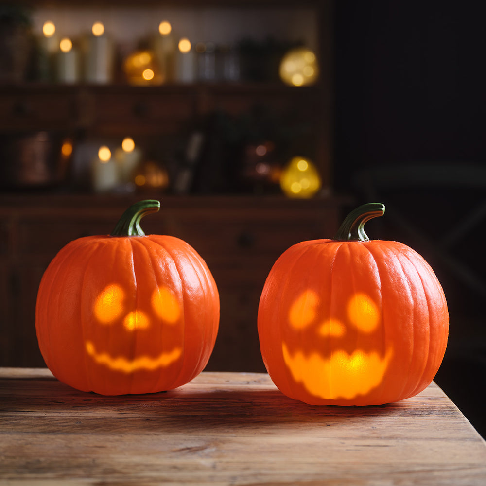 Lot de 2 Citrouilles Animées d’Halloween à Effets Sonores & Visuels