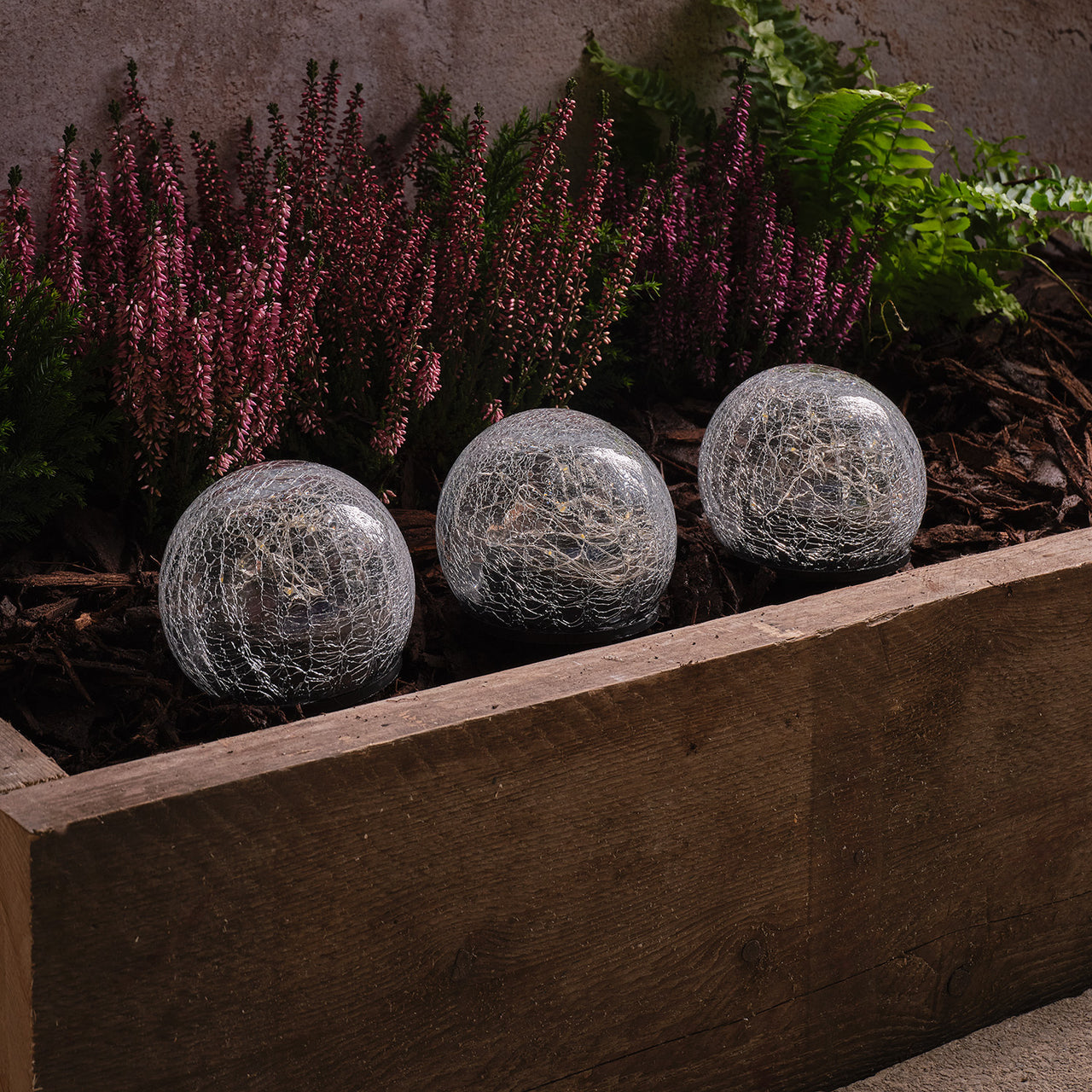 3 Globes Solaires à Piquet en Verre Craquelé