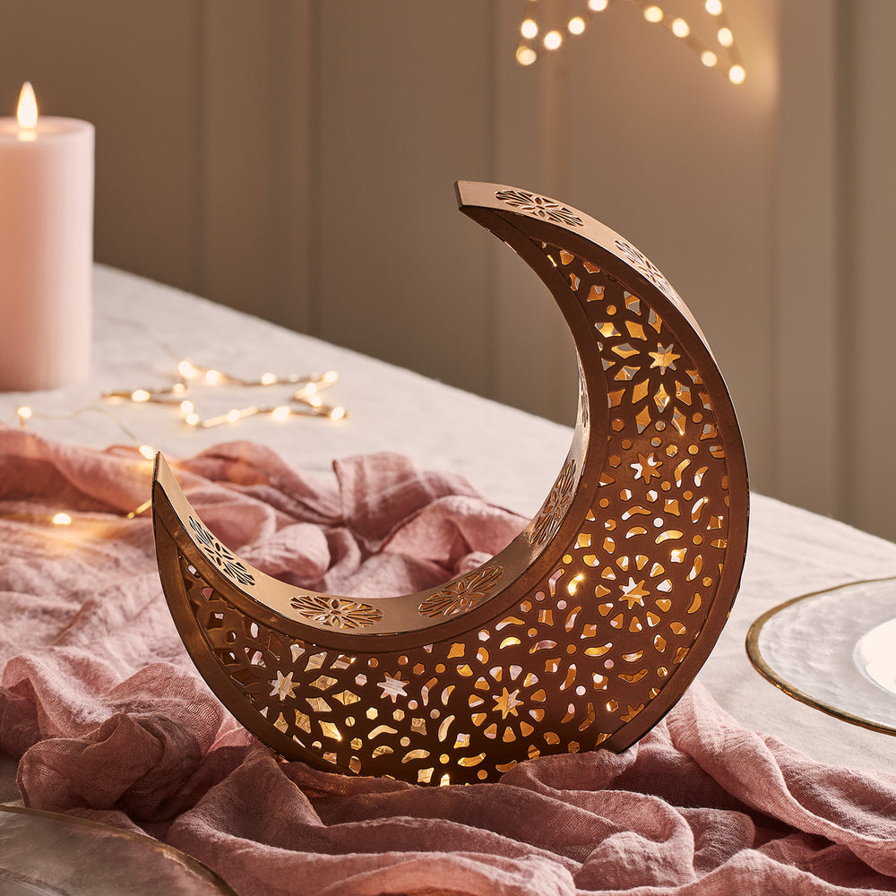 Qqmora Lumière du Ramadan Guirlande Lumineuse Ramadan 3 Mètres 20 LED Forme  de Château Lune Lumière de Décoration deco lampadaire