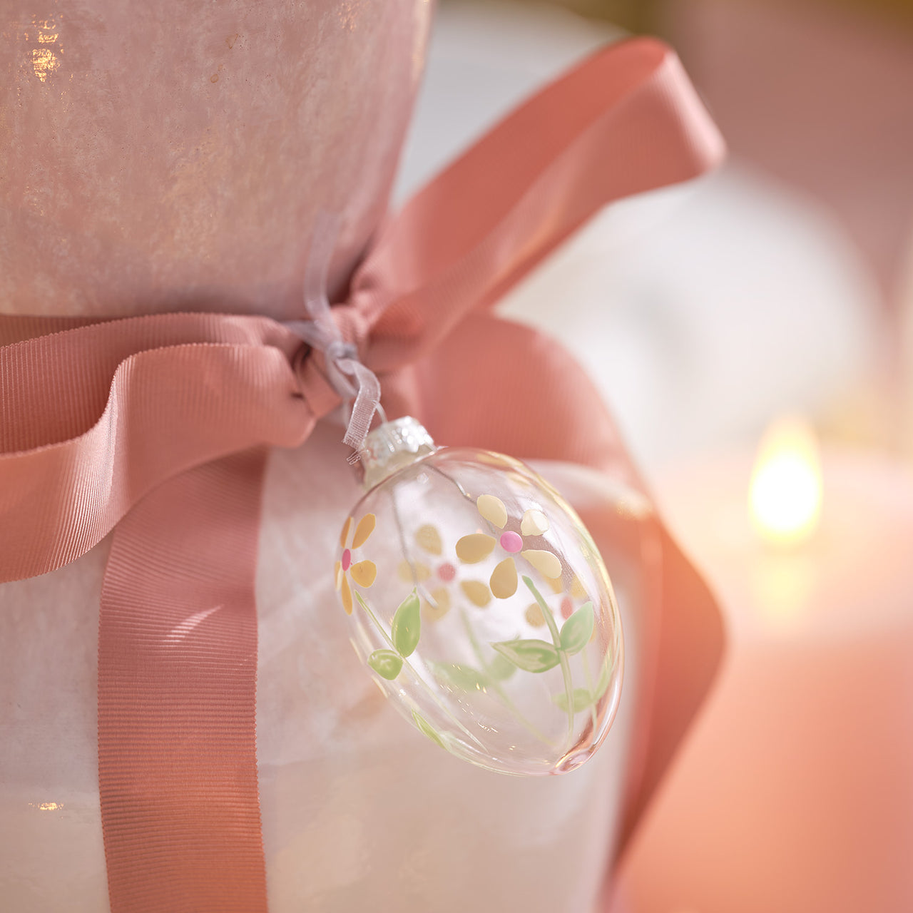 4 Œufs Suspendus en Verre à Motifs Floraux