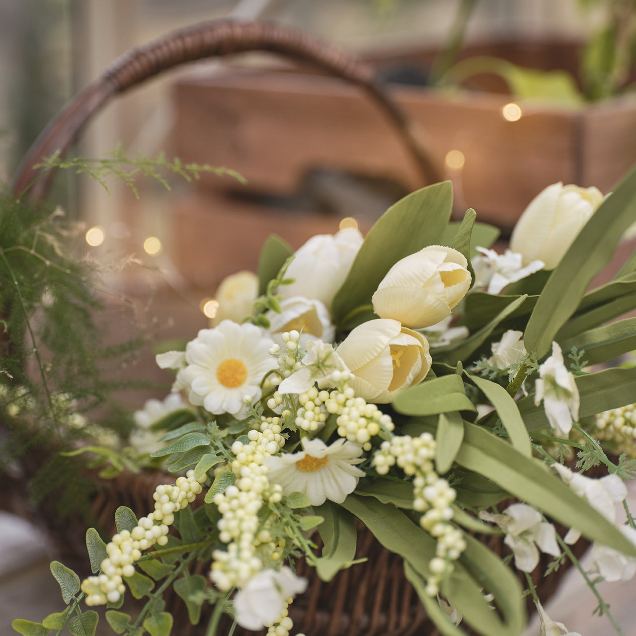 Bouquet Artificiel Printanier Tulipes Jaune Sorbet & Marguerites