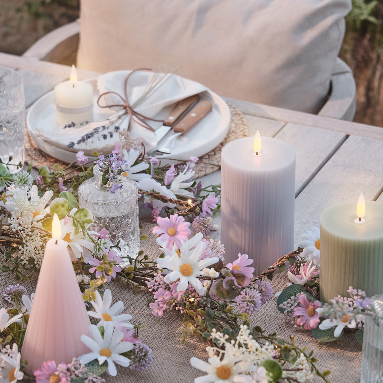 Couronne de Marguerites Pastel pour Bougie