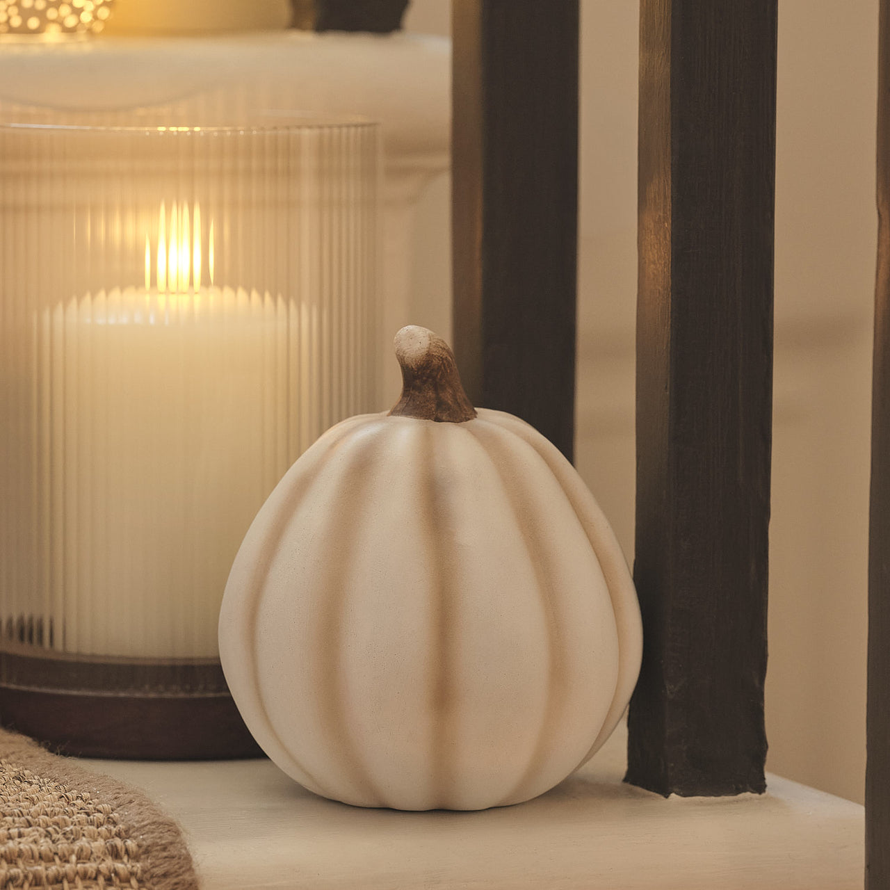 Lot de 3 Décorations Citrouilles en Porcelaine Blanche