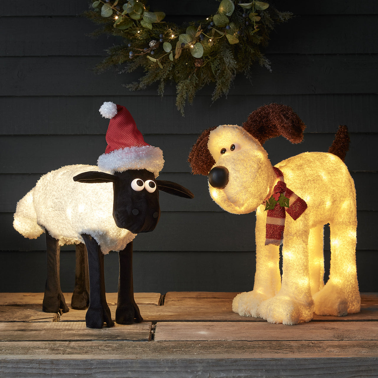 Bougie LED Père Noël et chien, Déco Noël enfant