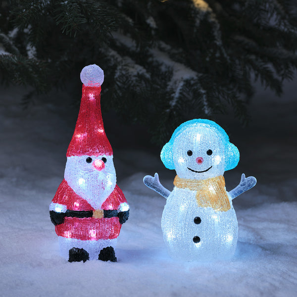 4 Anneaux Lumineux De Noël TSLBW - Motifs Père Noël, Bonhomme De Neige, Arbre, Flocon - LED Clignotantes, Piles Incluses - Pour Fêtes, Animations