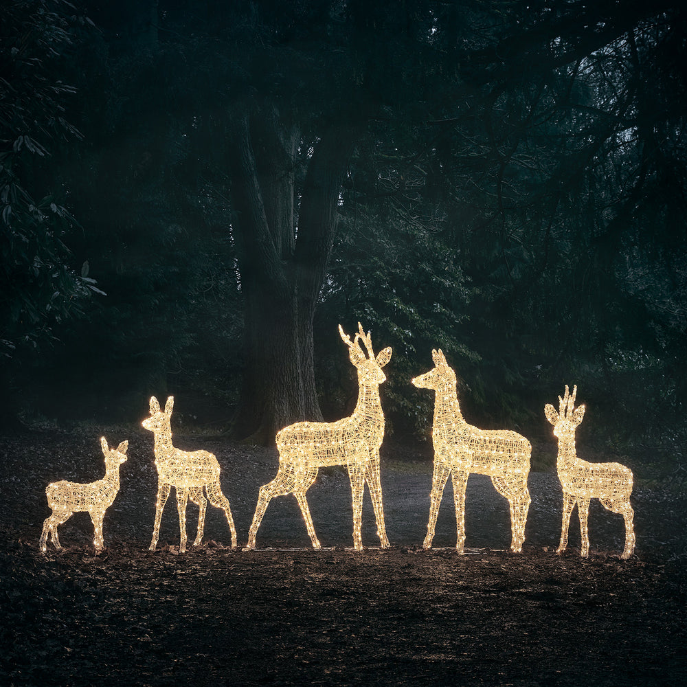 Grande Famille de Rennes Lumineux en Acrylique Swinsty, à LED Bicolores