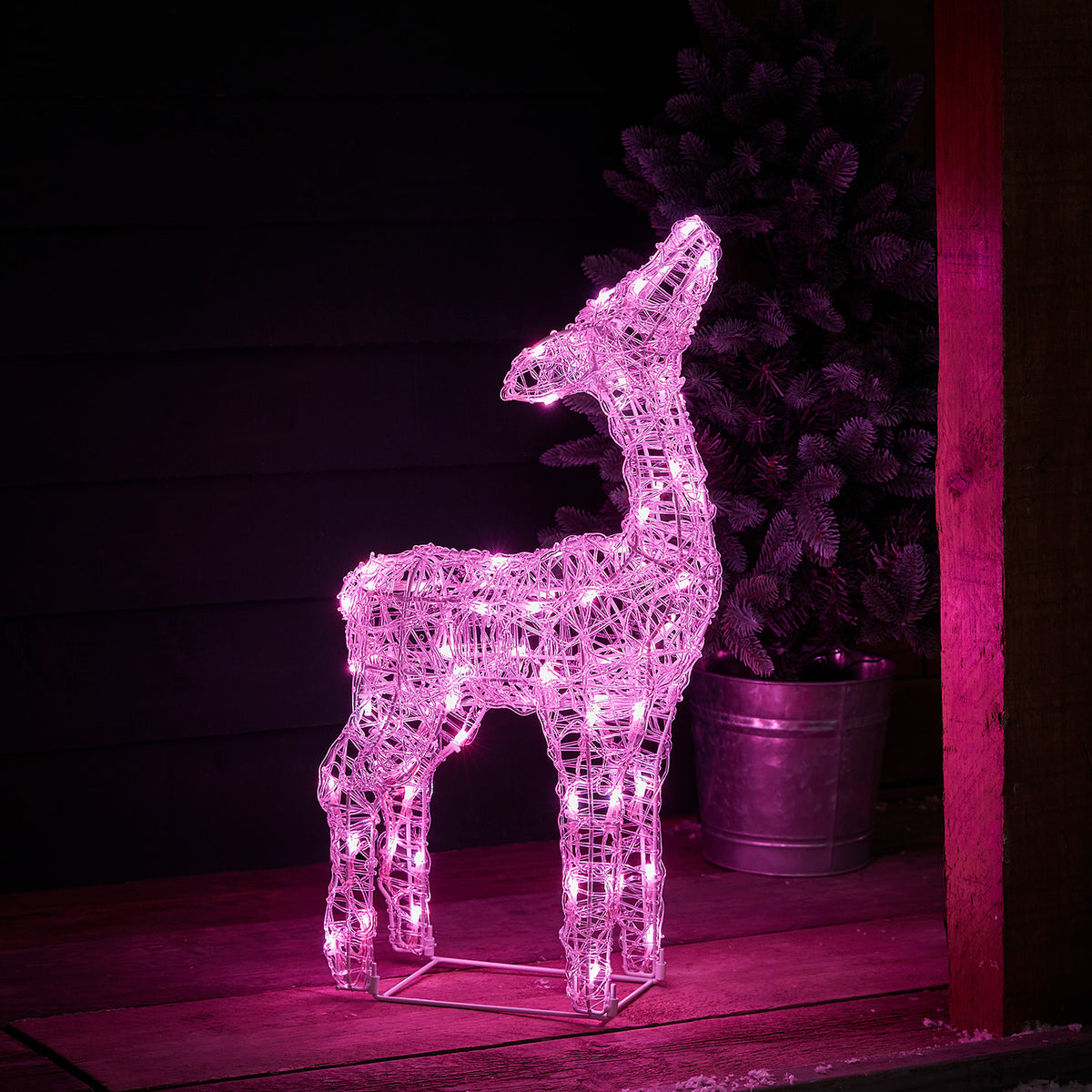 Famille de Rennes Lumineux LED Multicolores en Acrylique avec Télécommande