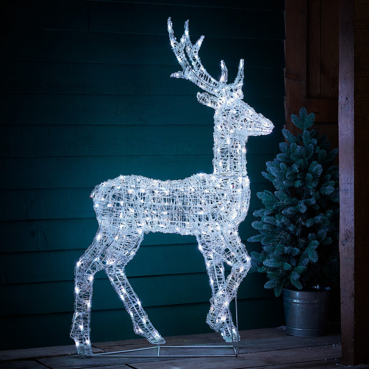 Famille de Rennes Lumineux LED Multicolores en Acrylique avec Télécommande