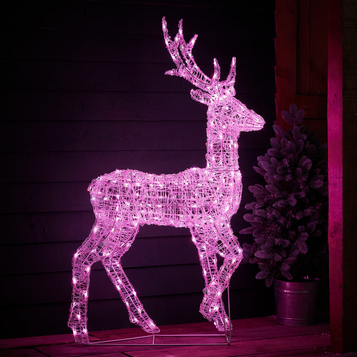 Famille de Rennes Lumineux LED Multicolores en Acrylique avec Télécommande