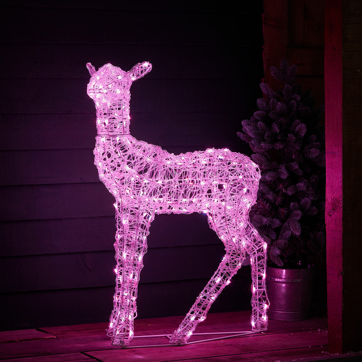 Famille de Rennes Lumineux LED Multicolores en Acrylique avec Télécommande