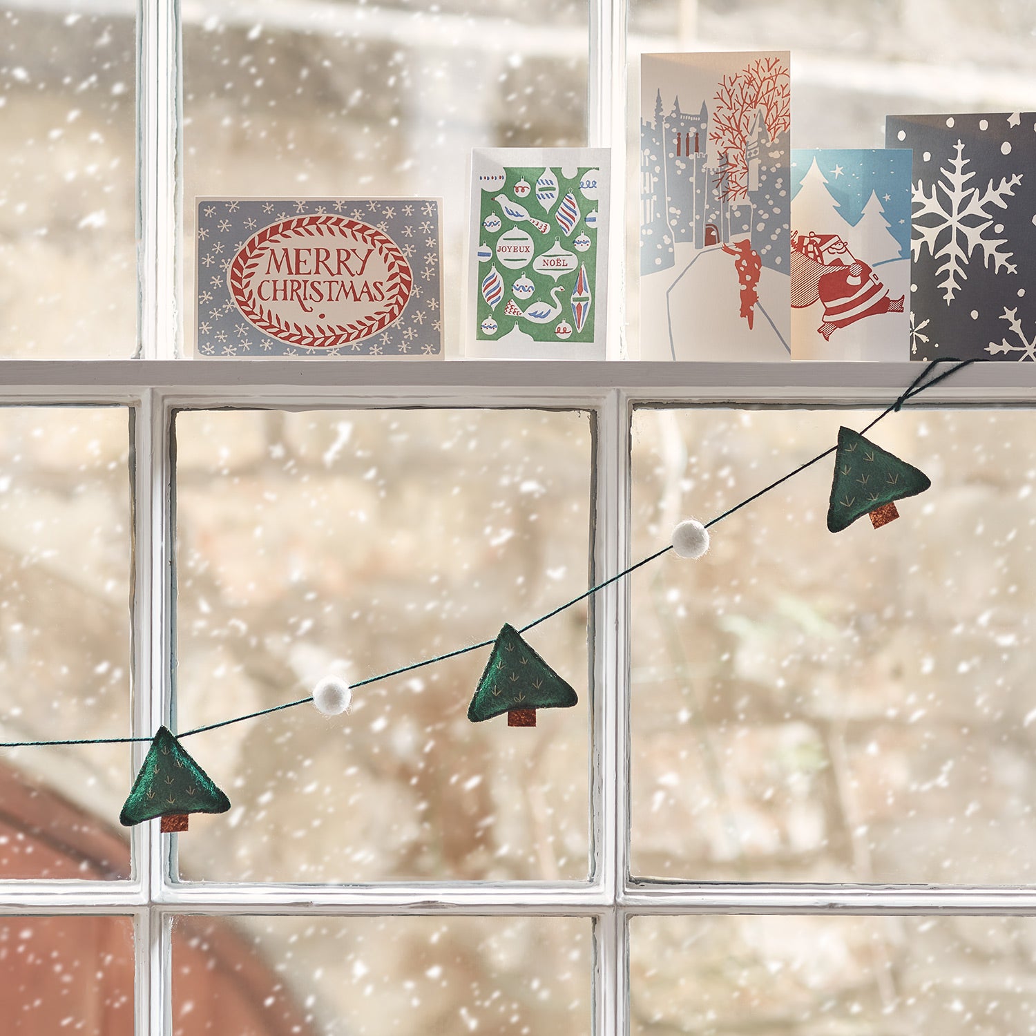Guirlande De Noël Vintage En Feutre Pain D'épices - 1.8m Avec Perles Bois | Décoration Intérieur/extérieur, Lavable