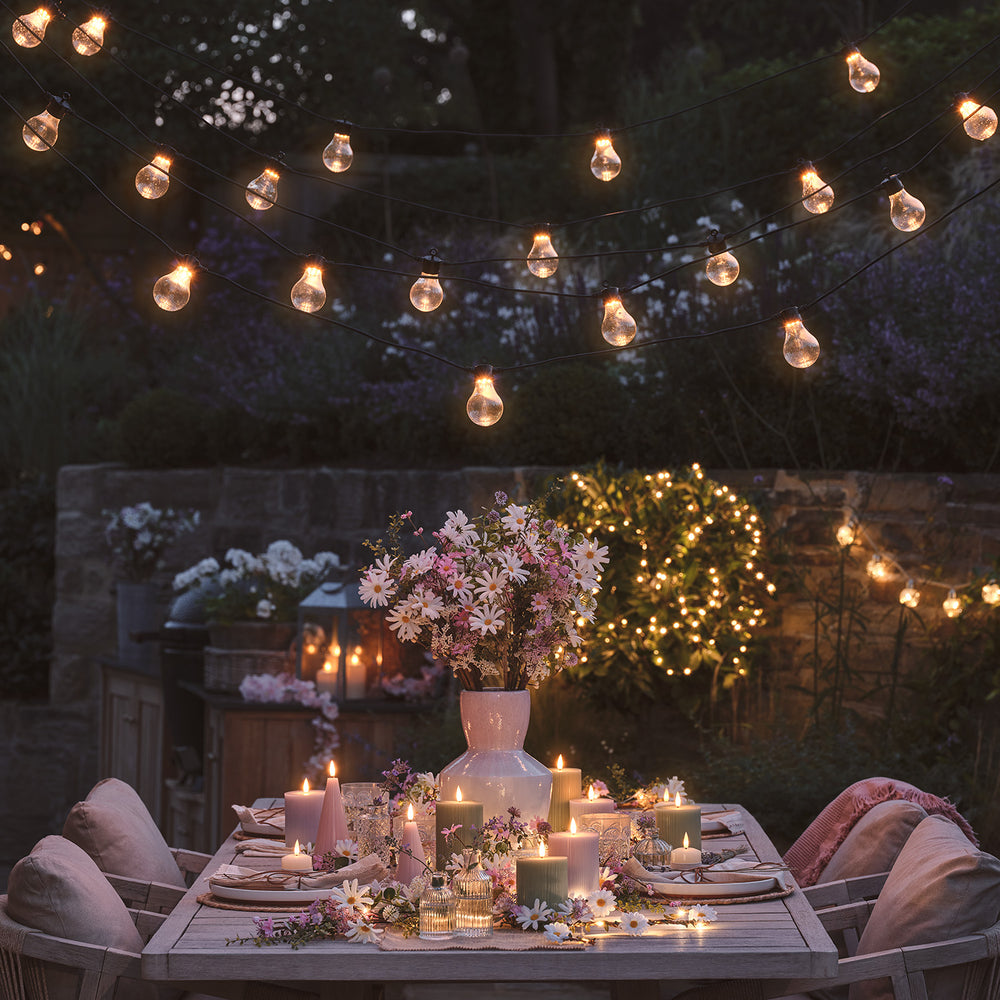 Guirlande Guinguette Core Connect 30 m 60 Ampoules Blanc Chaud Câble Noir Raccordable