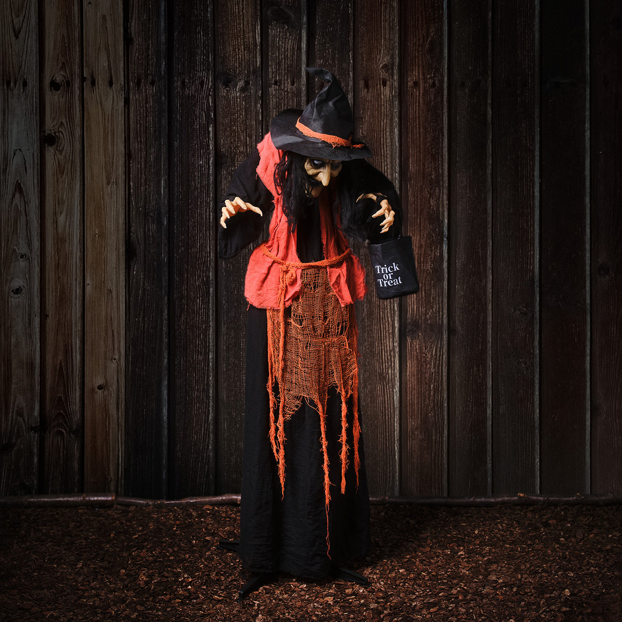 Sorcière Animée avec Sac à Bonbons