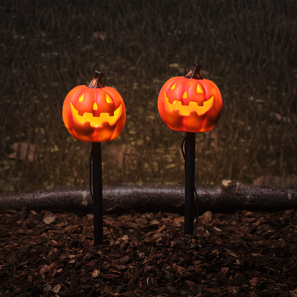 Lot de 2 Balises Lumineuses Citrouilles