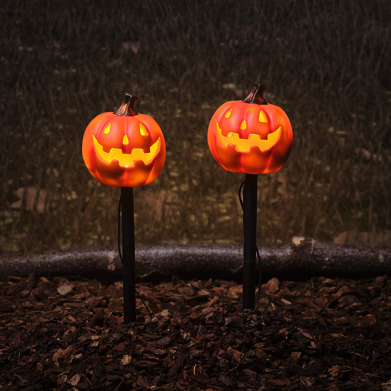 Lot de 2 Balises Lumineuses Citrouilles