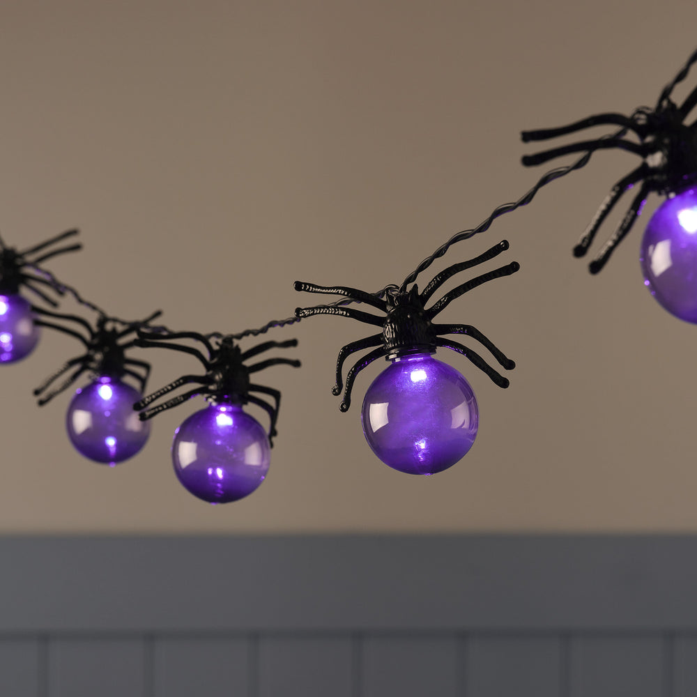 Guirlande Lumineuse à 10 Boules Araignées Violet