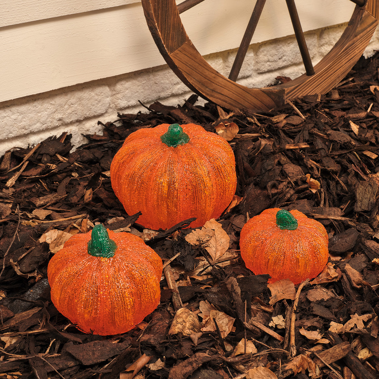 Lot de 3 Citrouilles Lumineuses d'Halloween en Acrylique