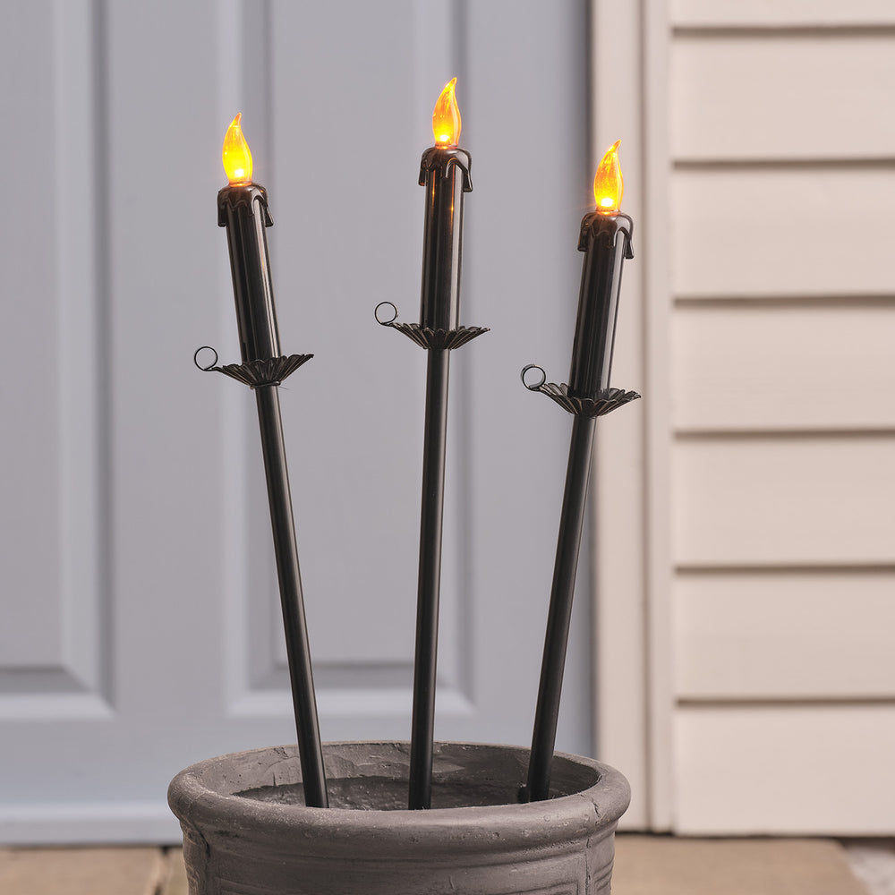 Lot de 3 Balises Bougies Lumineuses d'Halloween à Planter