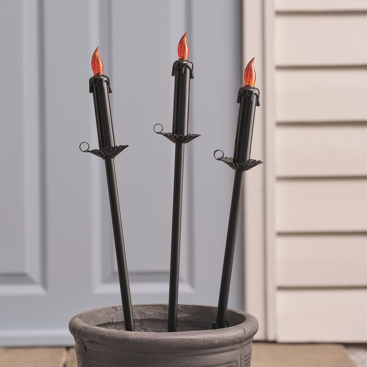 Lot de 3 Balises Bougies Lumineuses d'Halloween à Planter