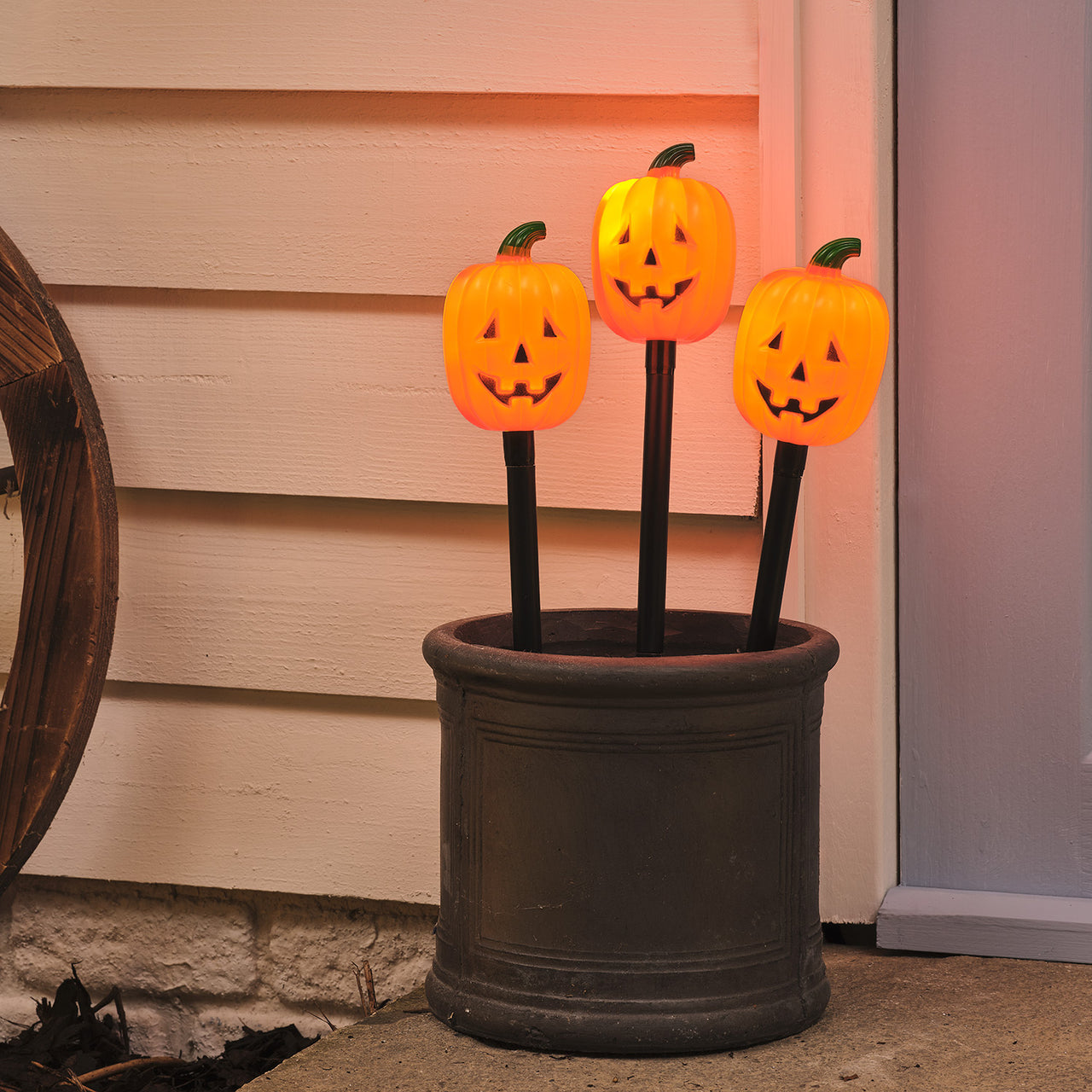 Lot de 3 Balises Citrouilles Lumineuses d'Halloween à Planter