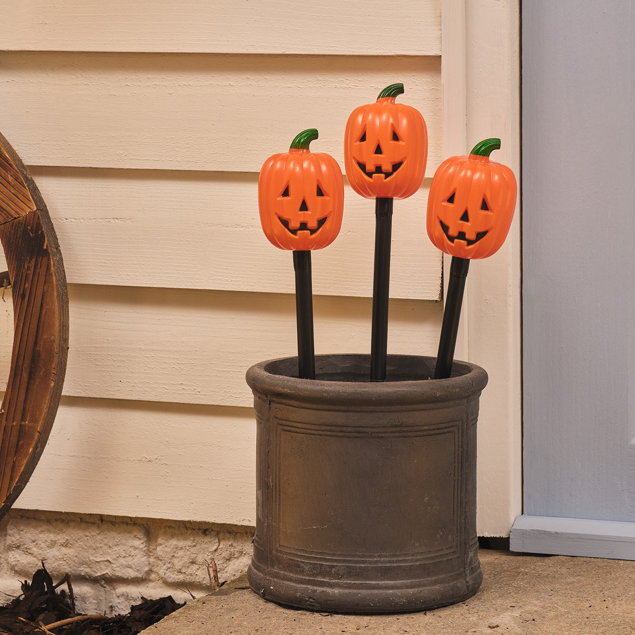 Lot de 3 Balises Citrouilles Lumineuses d'Halloween à Planter