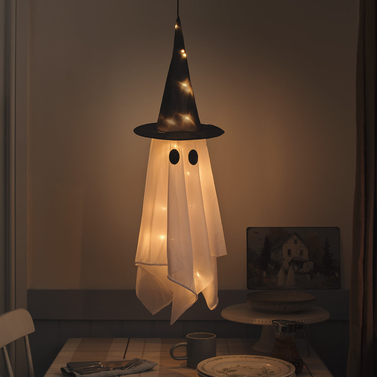 Fantôme Sorcière Suspendu Winnie à LED Blanc Chaud