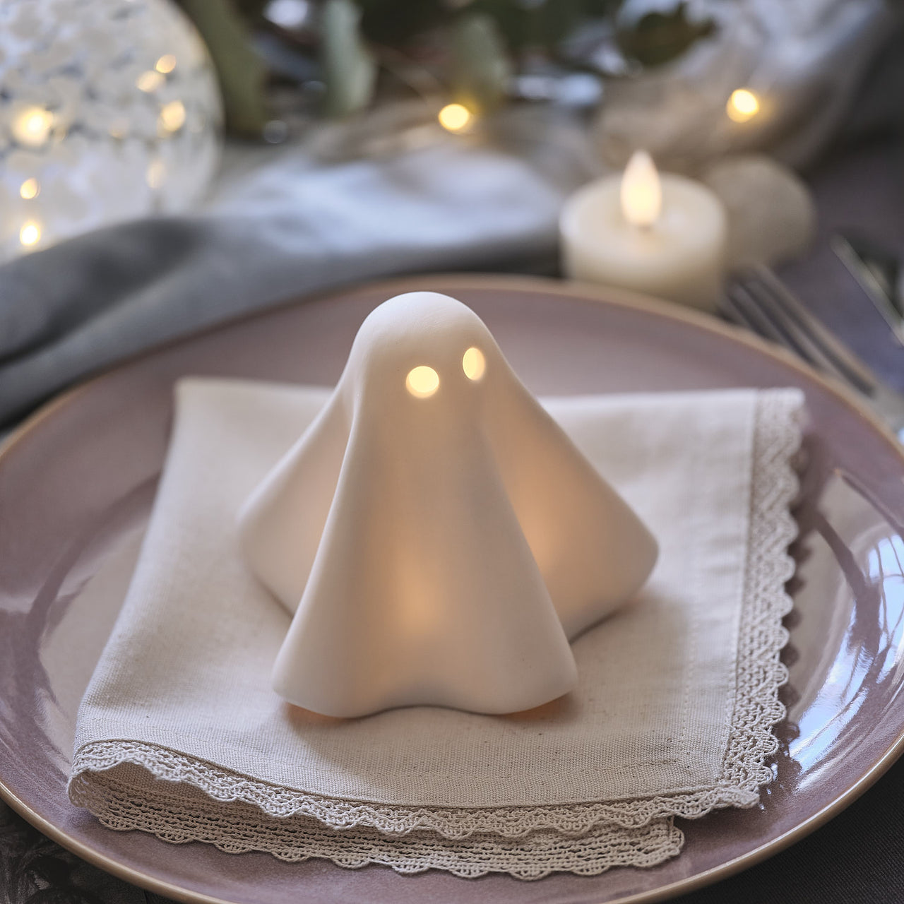 Fantôme Lumineux Gérald en Céramique à LED Blanc Chaud