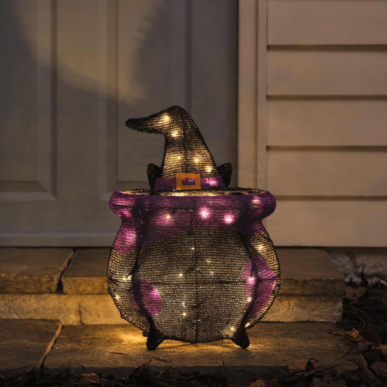 Chat Caché dans un Chaudron Lumineux à LED