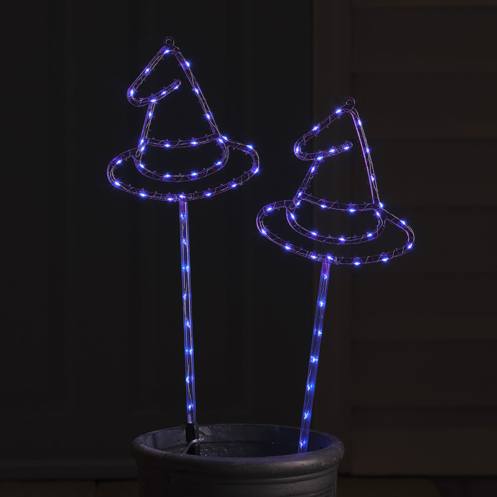 2 Balises Lumineuses Chapeaux de Sorcière d'Halloween à LED