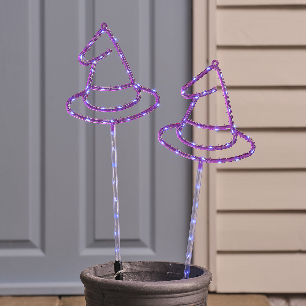 2 Balises Lumineuses Chapeaux de Sorcière d'Halloween à LED