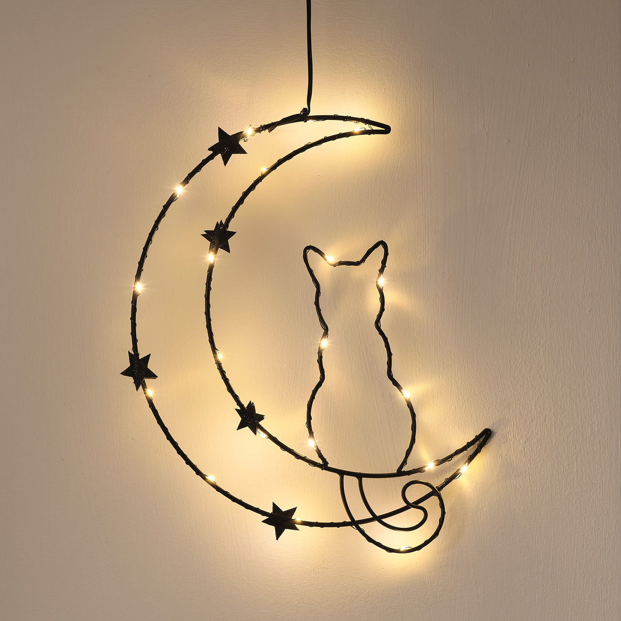 Décoration Silhouette Chat et Lune Osby d'Halloween à LED