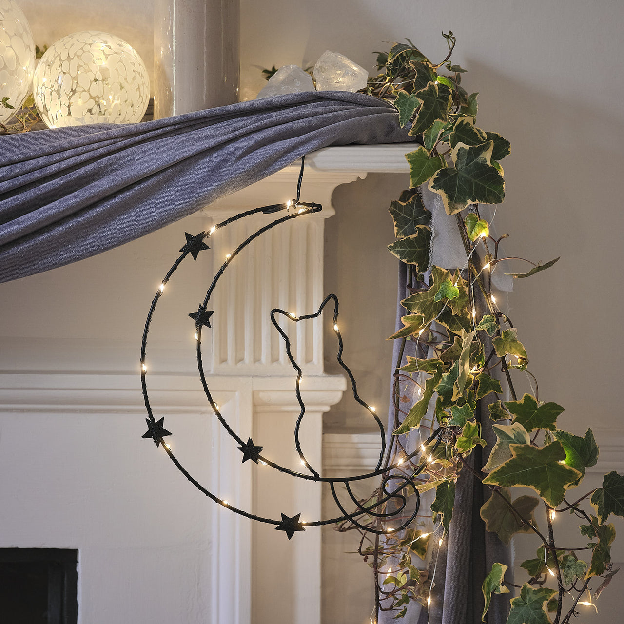 Décoration Silhouette Chat et Lune Osby d'Halloween à LED