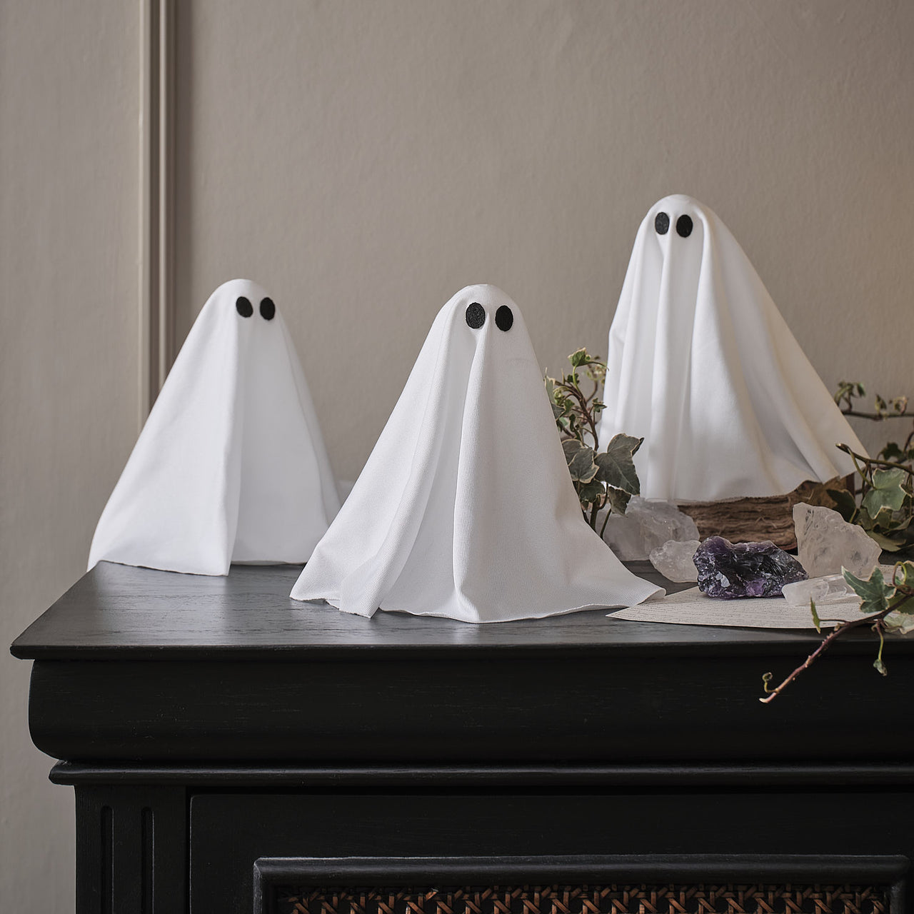 Lot de 3 Mini Fantômes LED, Décoration de Table d'Halloween