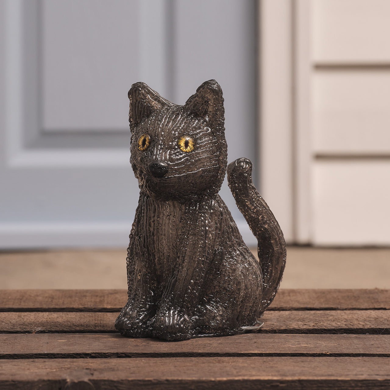 Chat de Sorcière 3D en Acrylique à LED Blancs