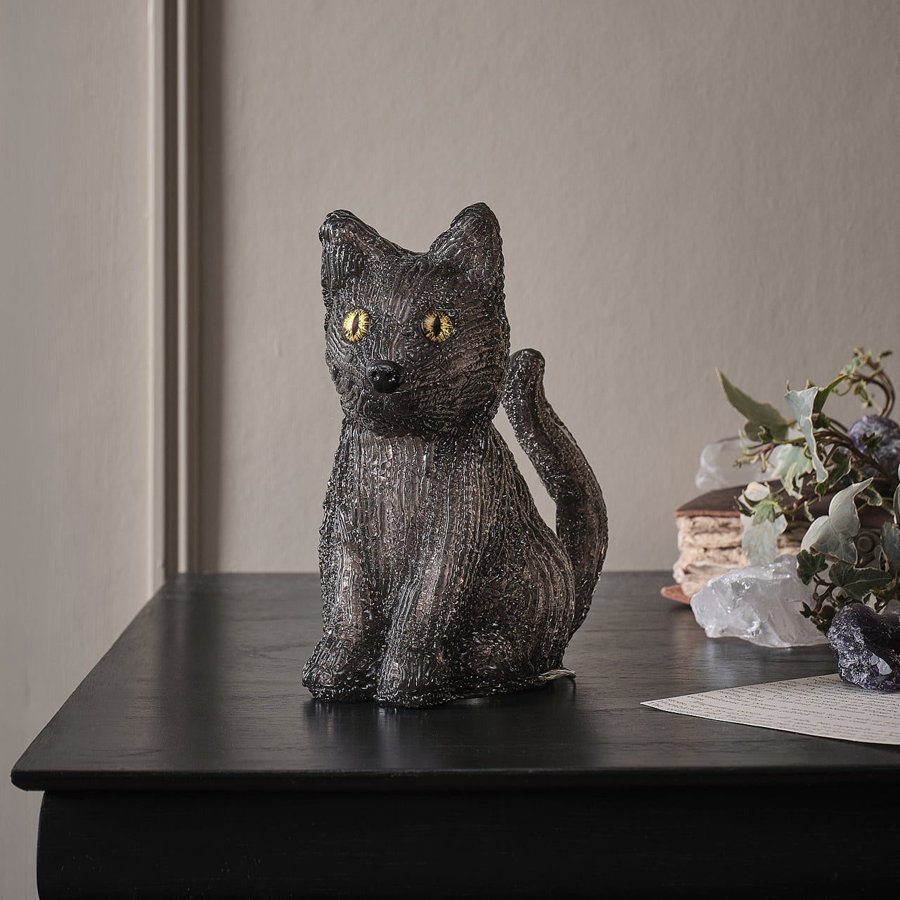 Chat de Sorcière 3D en Acrylique à LED Blancs