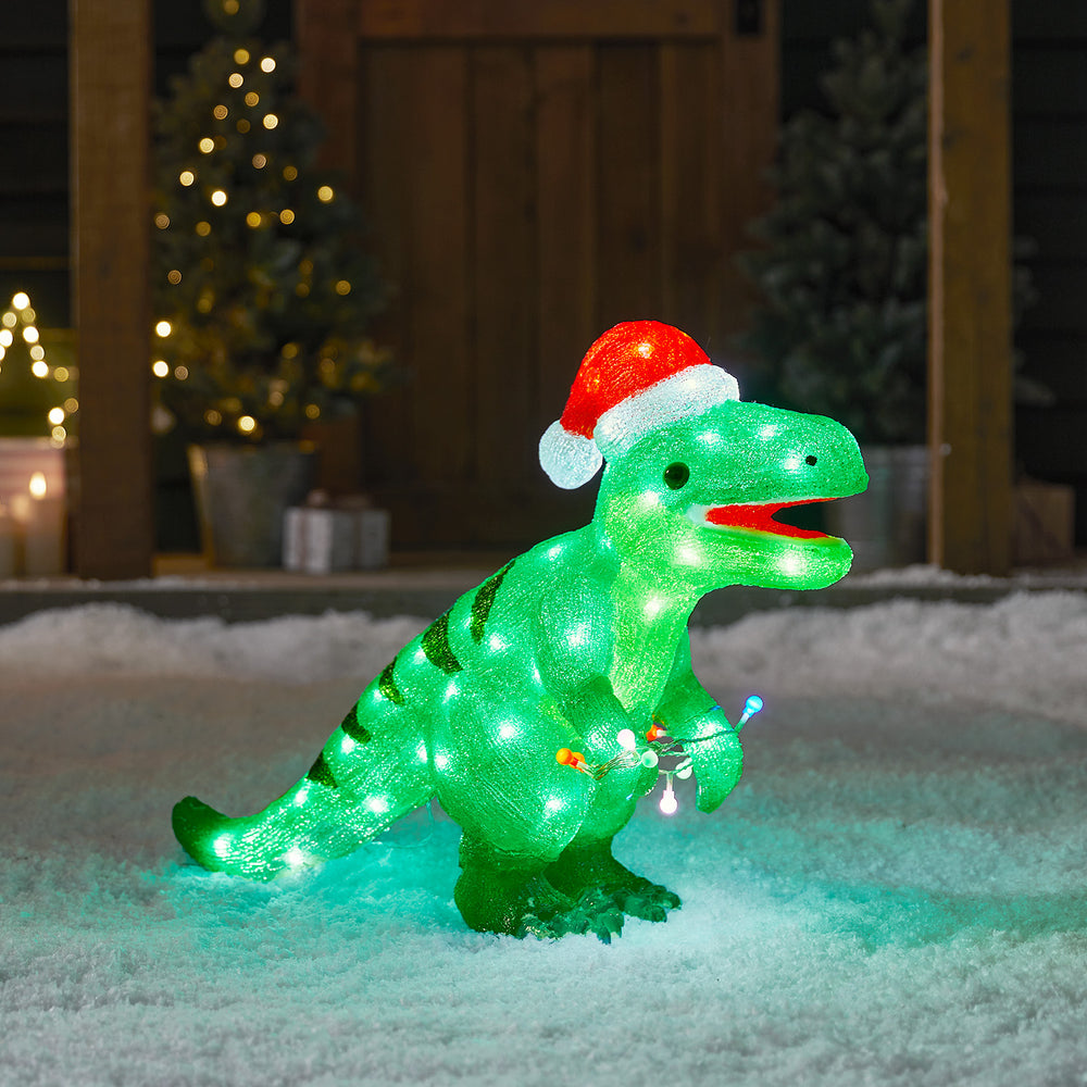 Dinosaure Lumineux Figurine de Noël en Acrylique