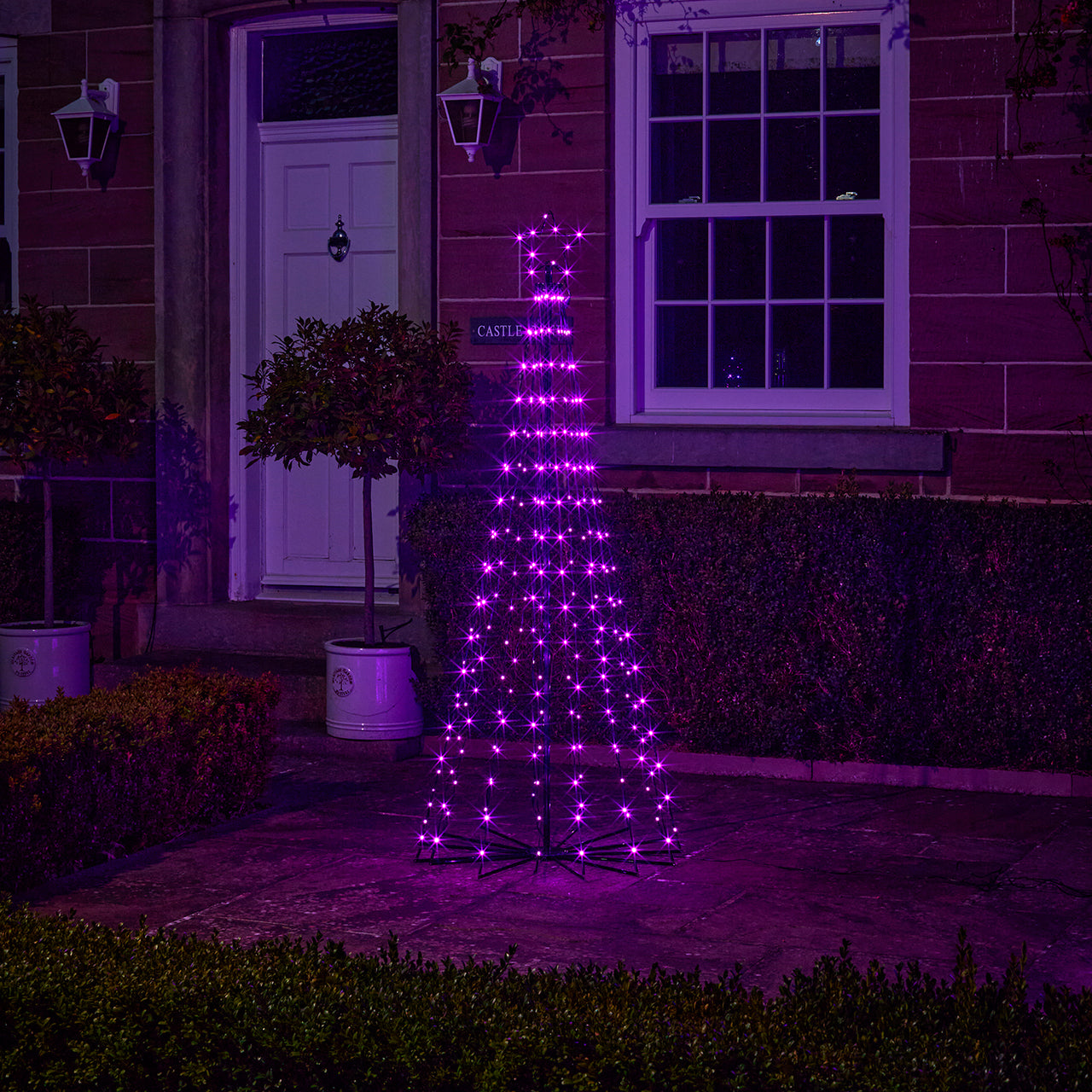 Sapin de Noël Cône Lumineux d’Extérieur de 1,8 m à Fonction Changement de Couleur