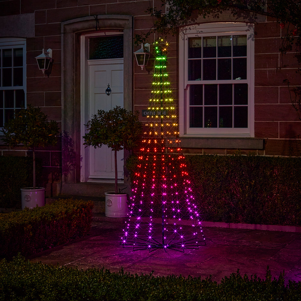Sapin de Noël Cône Lumineux d’Extérieur de 2,4 m avec Fonction Changement de Couleur