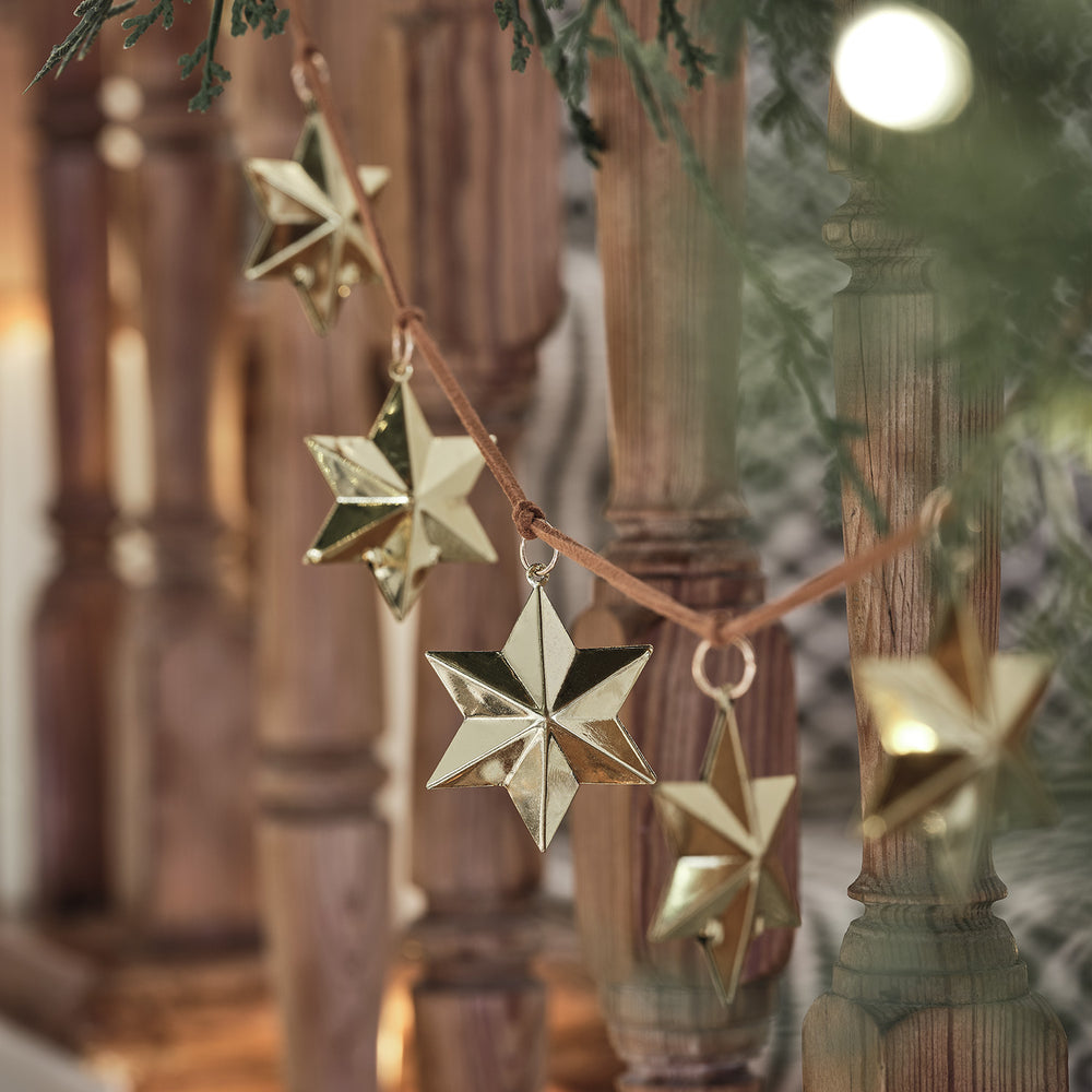 Guirlande Décorative Étoiles Métalliques Dorées de 1 m