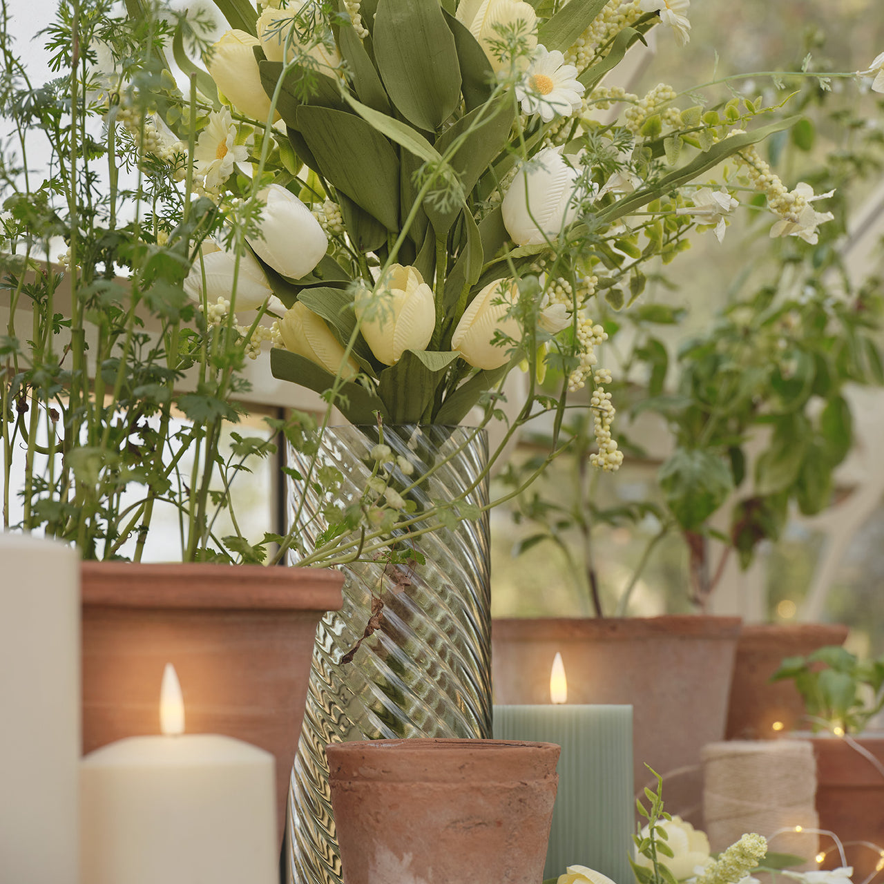 Vase en Verre Texturé Vert
