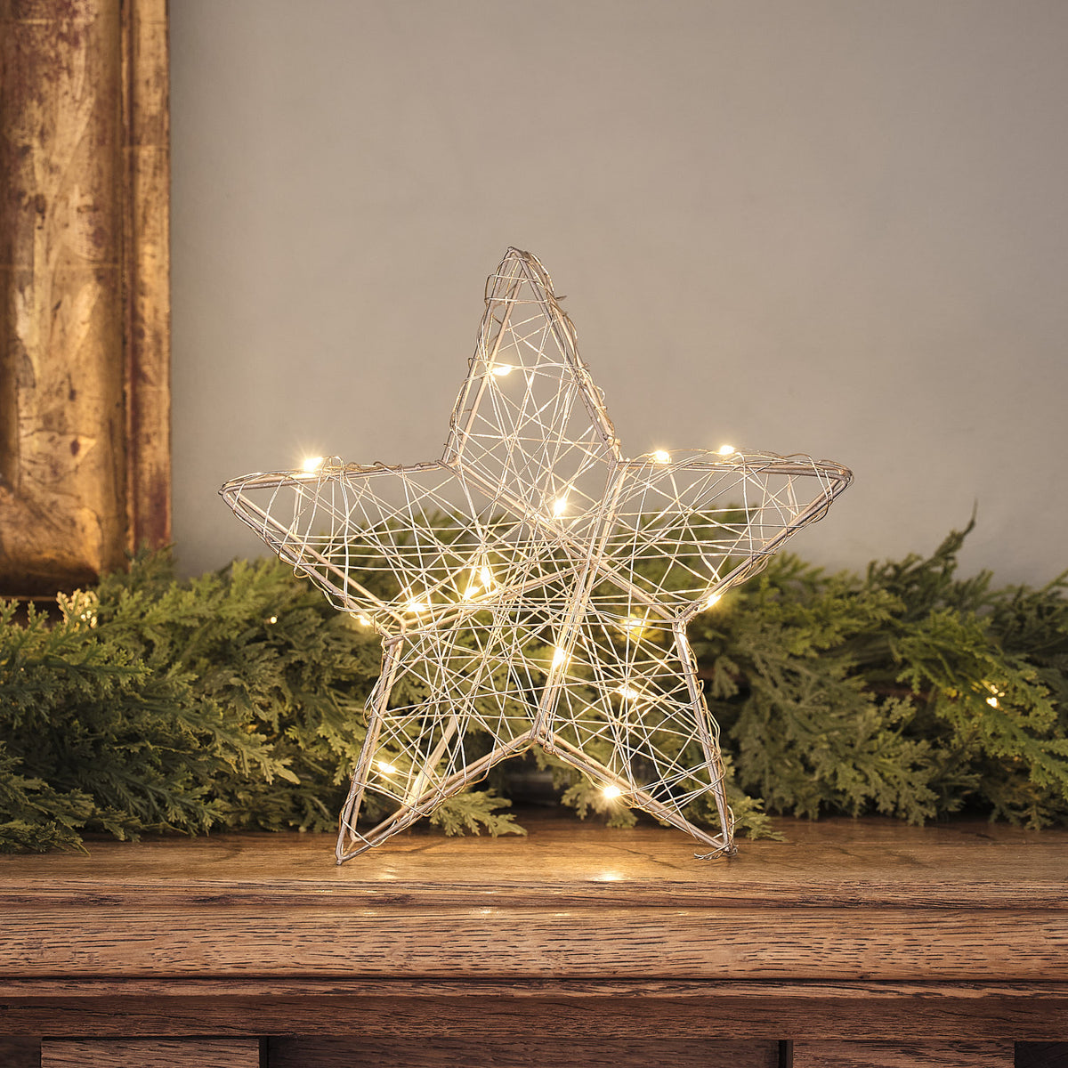 Étoile Lumineuse Micro LED d'Intérieur en Métal à Piles
