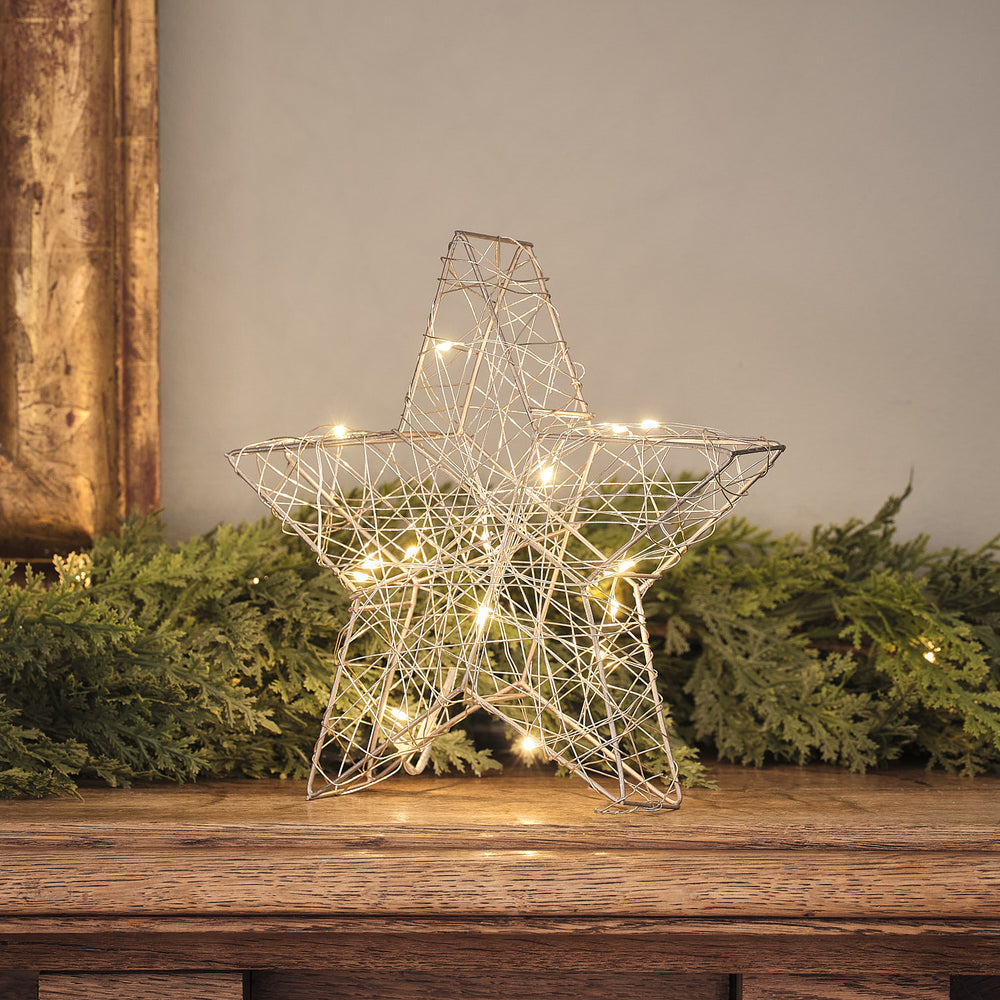 Étoile Lumineuse Micro LED d'Intérieur en Métal à Piles