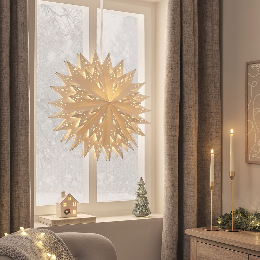 Étoile Lumineuse Classique en Papier à LED de 58 cm à Suspendre