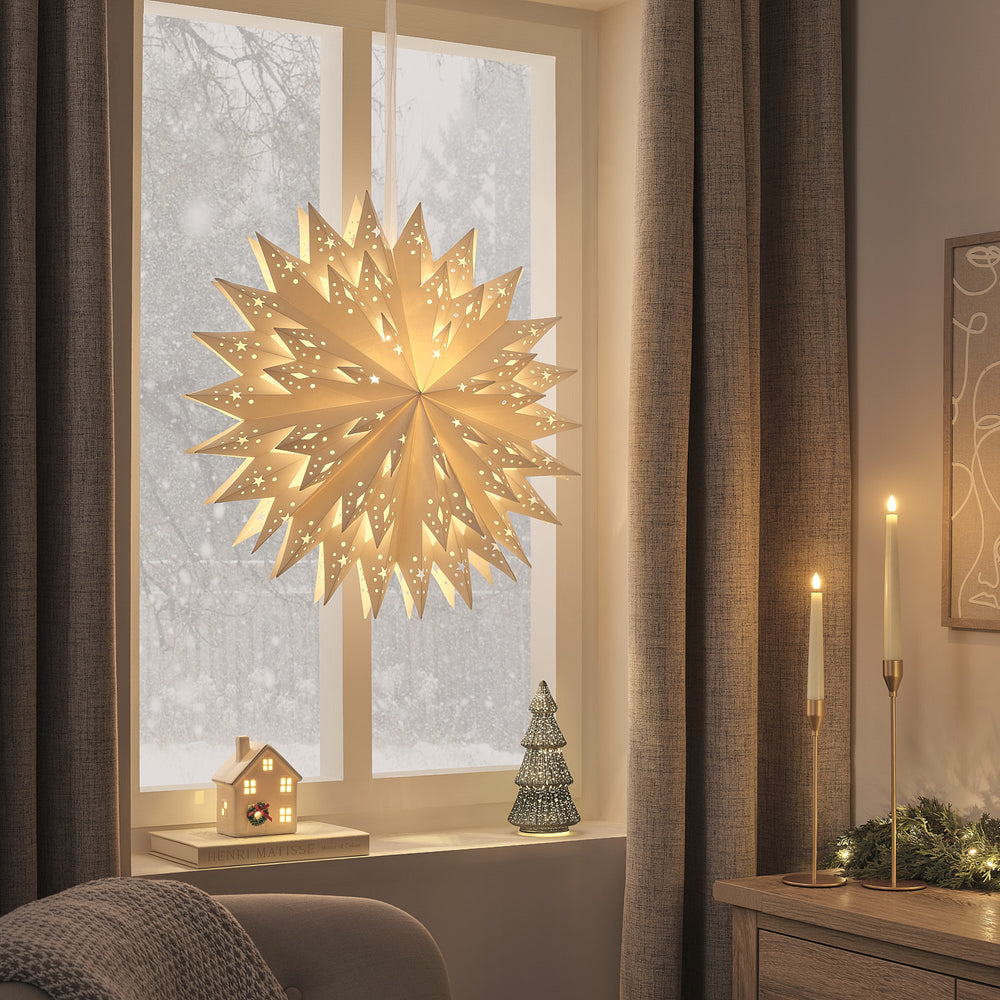 Lot de 3 Étoiles Lumineuses Classiques en Papier à LED à Suspendre
