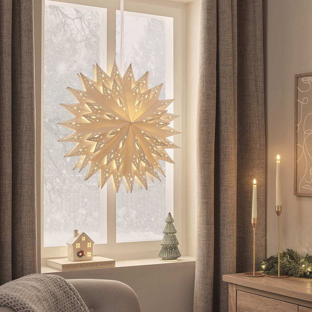 Étoile Lumineuse Classique en Papier à LED de 58 cm à Suspendre
