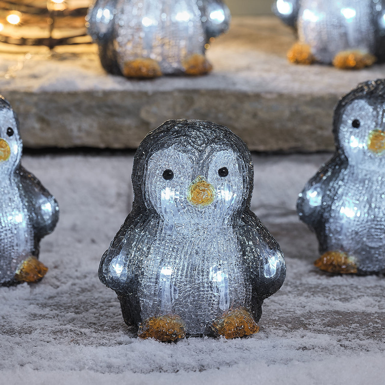5 Pingouins Lumineux de Noël en Acrylique à LED
