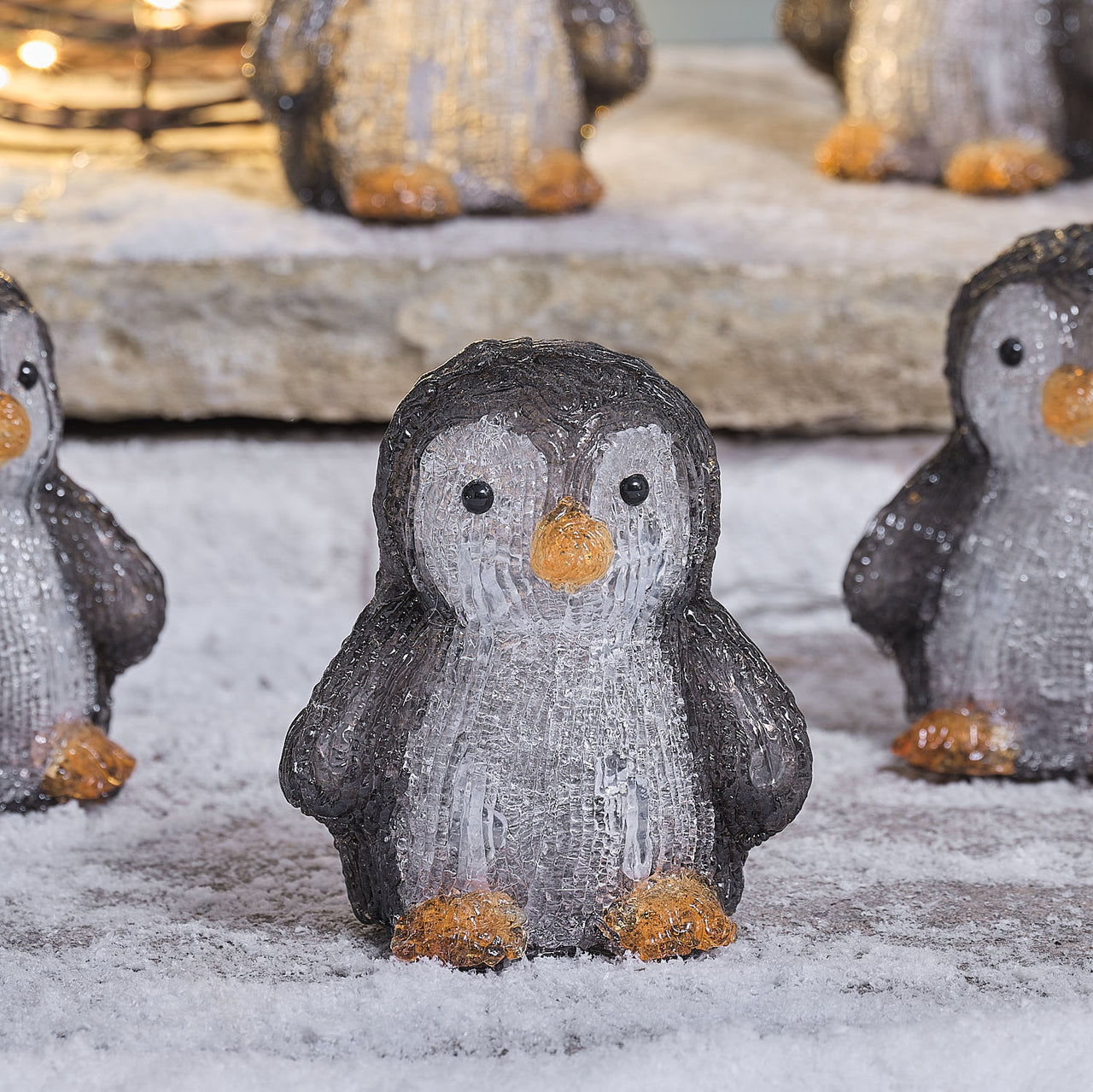 5 Pingouins Lumineux de Noël en Acrylique à LED