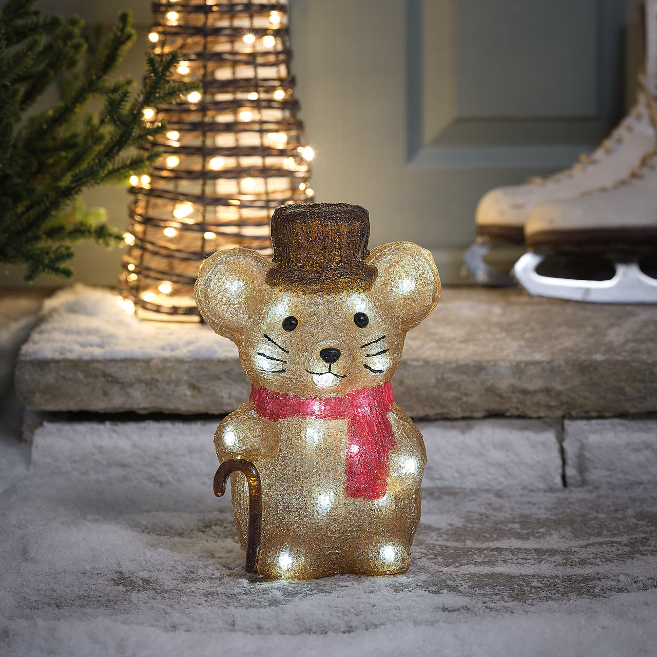 Merlin la Souris de Noël Lumineuse de 25 cm en Acrylique à LED