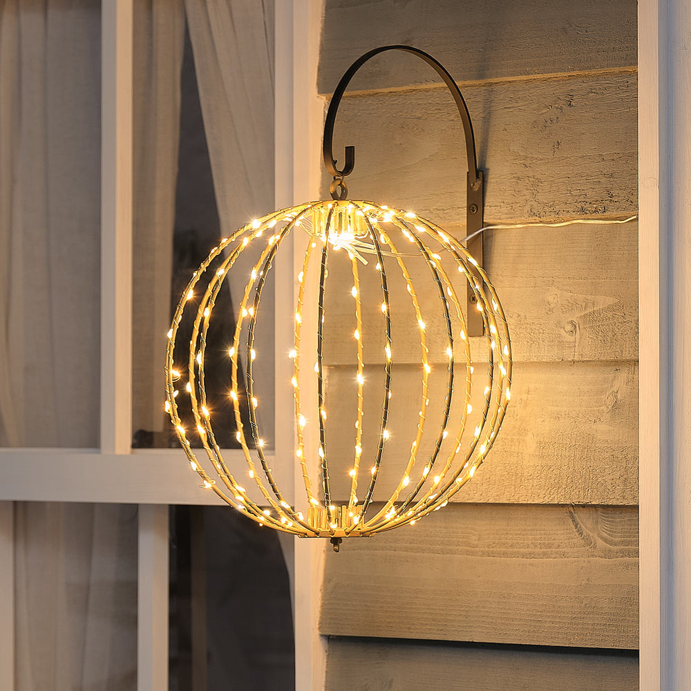Boule Lumineuse 28 cm à Suspendre en Métal à Micro LED Effet Scintillant