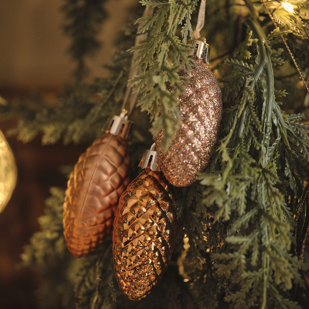 Lot de 3 Suspensions Pommes de Pin pour Sapin de Noël